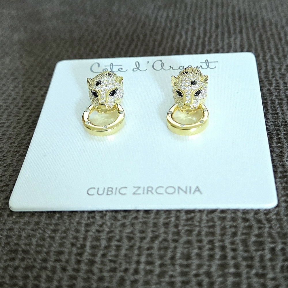 Cote d'Argent Cheetah Grasping Gold💛 Ring⭕️ Earrings - Picture 12 of 16